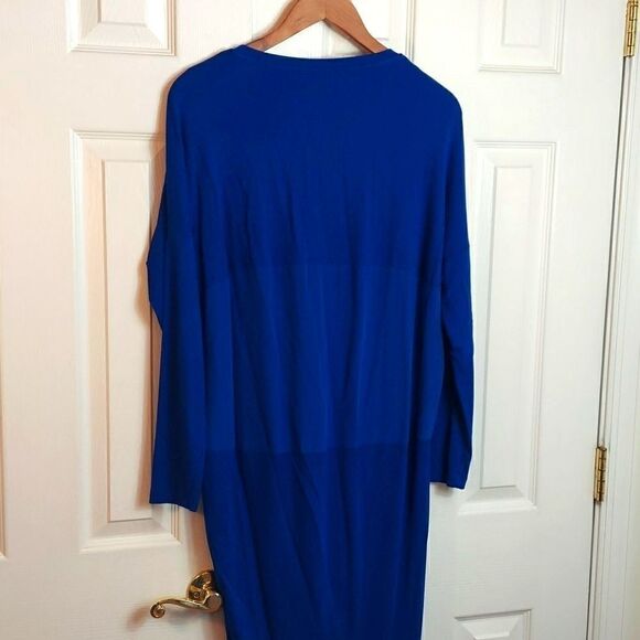 COS Oversized Lagenlook Blue Silk Mix Media Midi Dress Sz XS - Picture 10 of 11